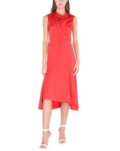 Shop Victoria Beckham Woman Midi Dress Red Size 4 Acetate, Viscose