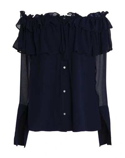 Shop Opening Ceremony Silk Shirts & Blouses In Dark Blue