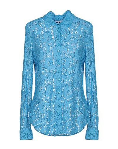 Shop Moschino Lace Shirts & Blouses In Azure