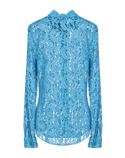Shop Moschino Lace Shirts & Blouses In Azure