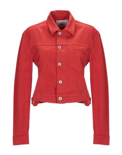 Shop Dondup Denim Outerwear In Brick Red
