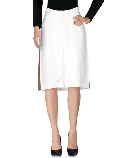 Shop Agnona Knee Length Skirt In Ivory