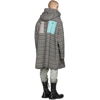 Shop Raf Simons Black & White Check Padded Parka