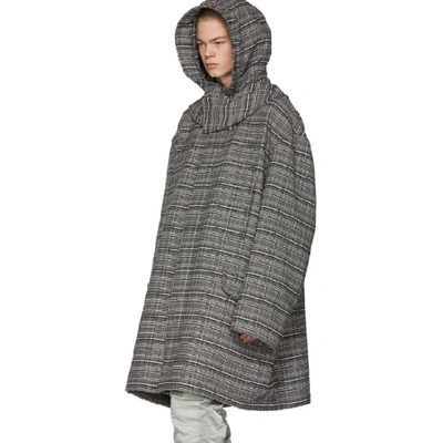 Shop Raf Simons Black & White Check Padded Parka