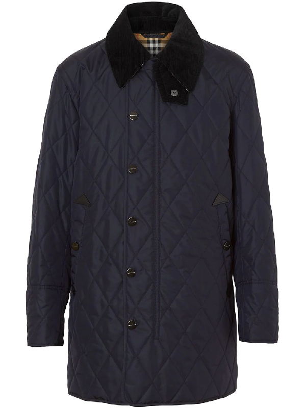 Diamond Quilted Barn Jacket In Blue 
