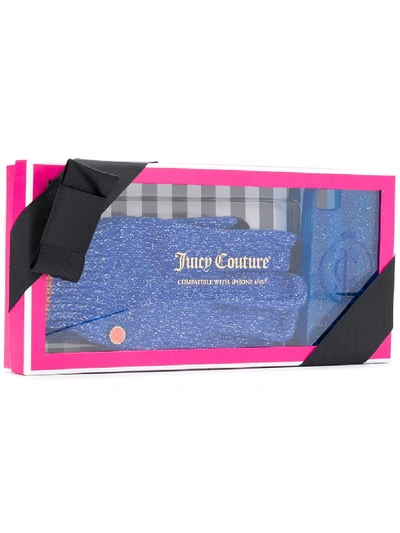Shop Juicy Couture Glittered Gloves And Iphone 4 Case In Blue