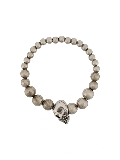 Shop Alexander Mcqueen Skull Multibeaded Bracelet - Silver