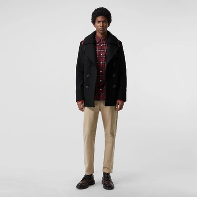 Shop Burberry Check Stretch Cotton Shirt In Maroon