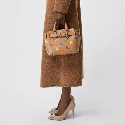 Shop Burberry The Mini Equestrian Knight Leather Belt Bag In Light Camel