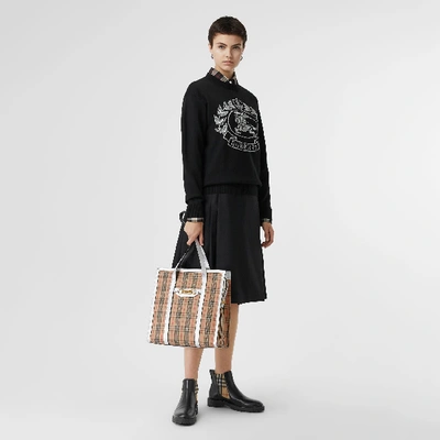 Shop Burberry The Small 1983 Check Link Tote Bag In Silver