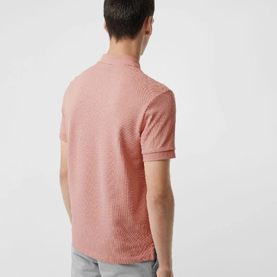 Shop Burberry Check Placket Cotton Polo Shirt In Chalk Pink