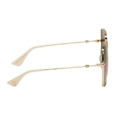 Shop Gucci Gold Oversized Rectangular Sunglasses In 002 Endgld