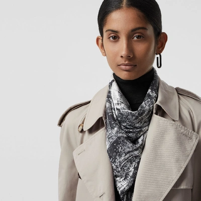 Shop Burberry Dreamscape Print Check Lightweight Cashmere Scarf In White