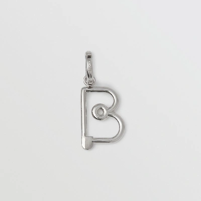 Shop Burberry Kilt Pin ‘b' Alphabet Charm In Palladio