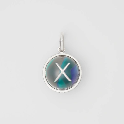 Shop Burberry Marbled Resin ‘x' Alphabet Charm In Palladio/ocean Blue