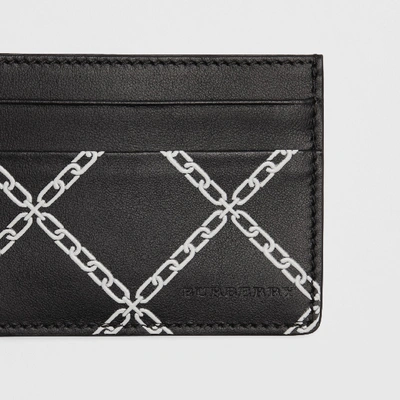 Shop Burberry Link Print Leather Card Case In Black/chain