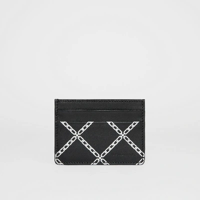 Shop Burberry Link Print Leather Card Case In Black/chain