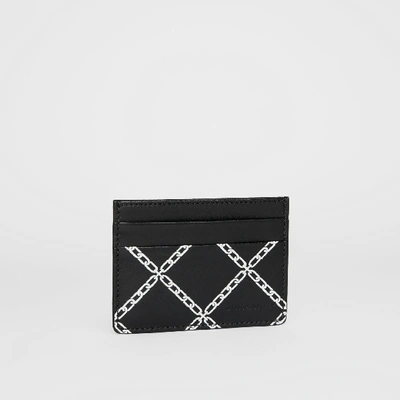 Shop Burberry Link Print Leather Card Case In Black/chain