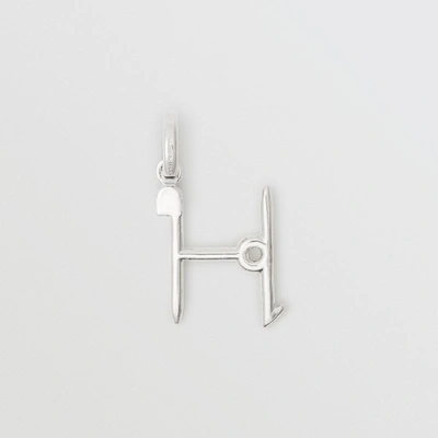 Shop Burberry Kilt Pin ‘h' Alphabet Charm In Palladio