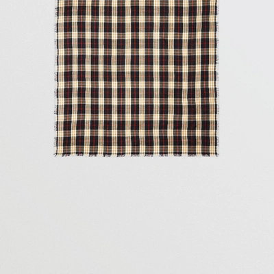 Shop Burberry Vintage Check Lightweight Cashmere Scarf In Black