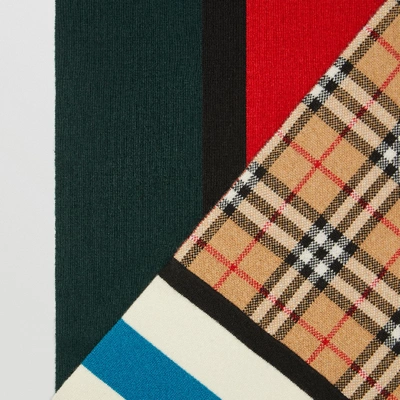 Shop Burberry Vintage Check Colour Block Cashmere Blend Scarf In Multicolour