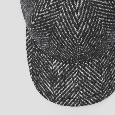 Shop Burberry Herringbone Wool Silk Blend Baseball Cap In Black