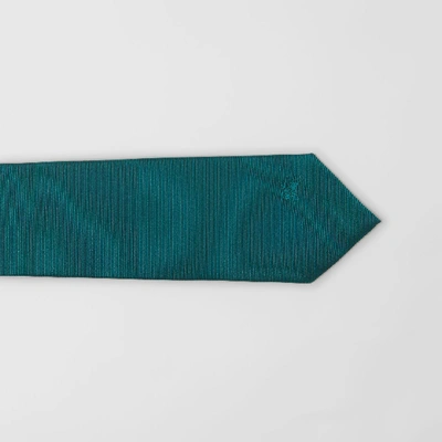 Shop Burberry Modern Cut Check Detail Silk Tie In Dark Cyan