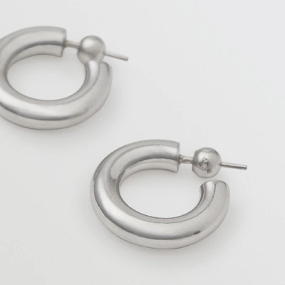 Shop Burberry Palladium-plated Hoop Earrings In Palladio