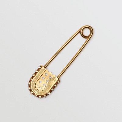 Shop Burberry Crystal And Bronze Kilt Pin
