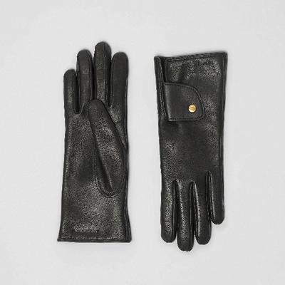 Shop Burberry Cashmere-lined Lambskin Gloves In Black