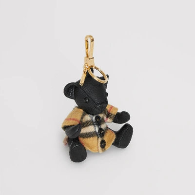 Shop Burberry Thomas Bear Charm In Vintage Check Poncho In Black