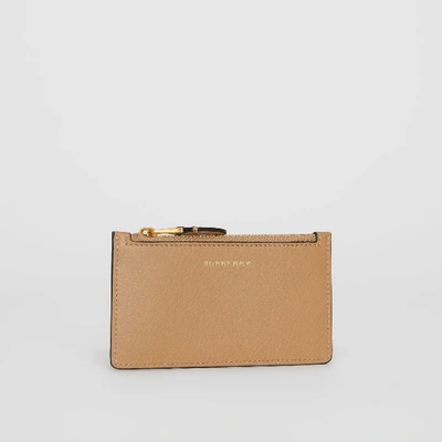 Shop Burberry Two-tone Leather Card Case In Light Camel
