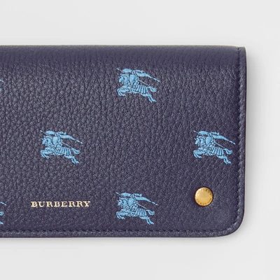 Shop Burberry Ekd Leather Phone Wallet In Regency Blue