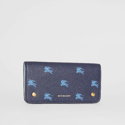 Shop Burberry Ekd Leather Phone Wallet In Regency Blue