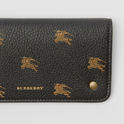 Shop Burberry Ekd Leather Phone Wallet In Black