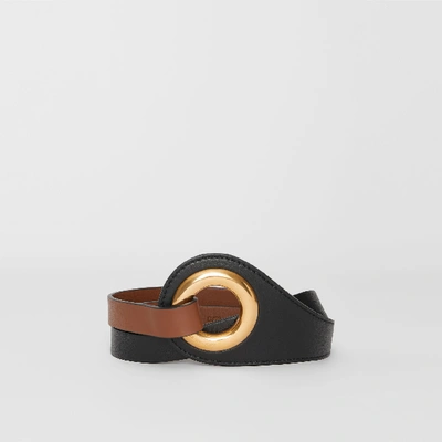 Shop Burberry Grommet Detail Lambskin Waist Belt In Tan/black