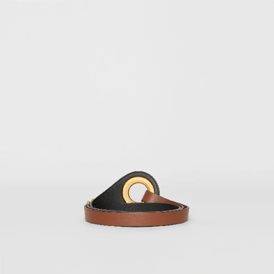 Shop Burberry Grommet Detail Lambskin Waist Belt In Tan/black