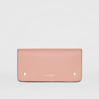 Shop Burberry Leather Phone Wallet In Ash Rose