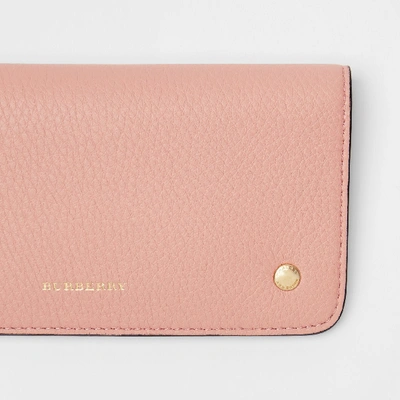 Shop Burberry Leather Phone Wallet In Ash Rose