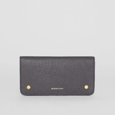 Shop Burberry Leather Phone Wallet In Charcoal Grey