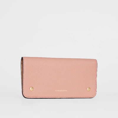 Shop Burberry Leather Phone Wallet In Ash Rose