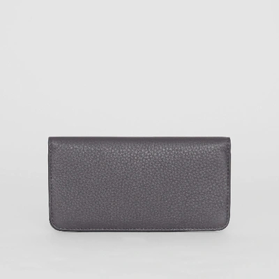 Shop Burberry Leather Phone Wallet In Charcoal Grey
