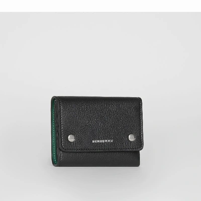 Shop Burberry Small Leather Folding Wallet In Black