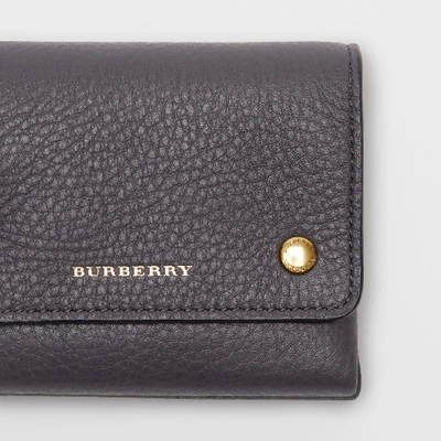 Shop Burberry Small Leather Folding Wallet In Charcoal Grey