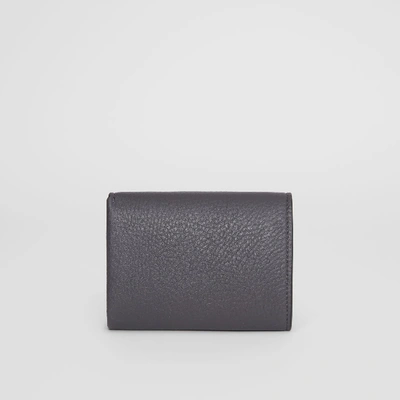 Shop Burberry Small Leather Folding Wallet In Charcoal Grey