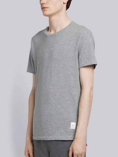 Shop Thom Browne Light Grey Cotton Pique Center Back Stripe Relaxed Fit Tee