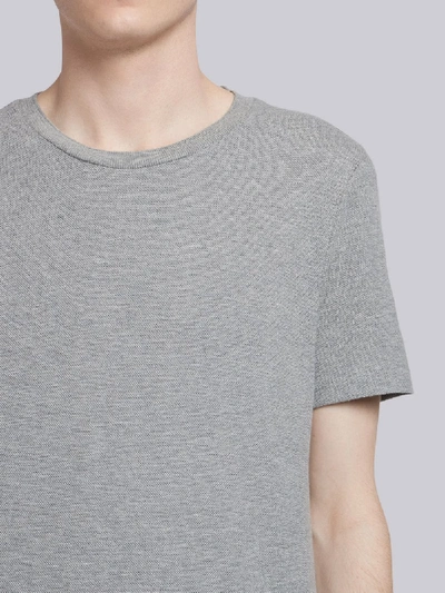 Shop Thom Browne Light Grey Cotton Pique Center Back Stripe Relaxed Fit Tee