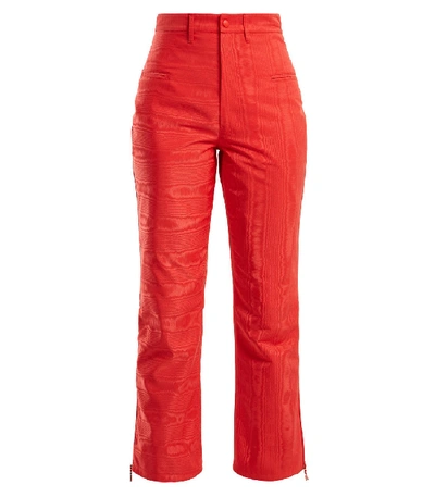 Shop Marine Serre Long Moire Pants In Red