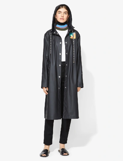 Shop Proenza Schouler Pswl Hooded Rubberized Raincoat In Black