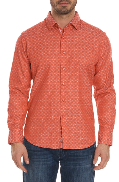 Shop Robert Graham Diamante Classic Fit Print Sport Shirt In Coral